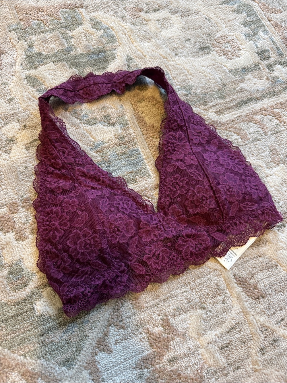 Gilly Hicks Lace Halter Bralette in Plum